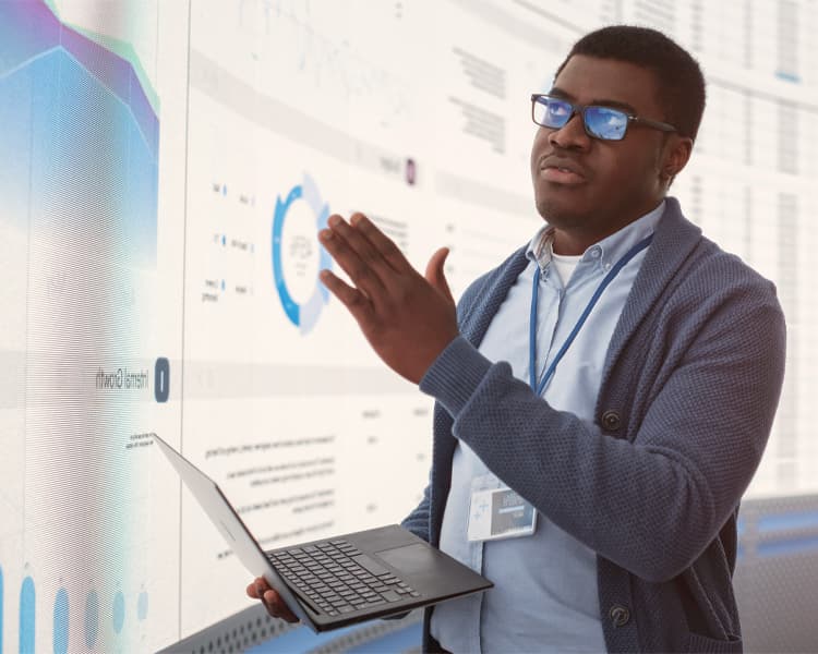 Man utilizes Business Intelligence.